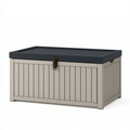 Coffre de rangement extérieur 120 x 60 x 65 cm en résine beige anthracite avec couvercle verrouillable