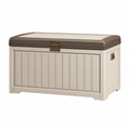 Coffre de rangement extérieur 120 x 55 x 60 cm en résine beige et marron à couvercle
