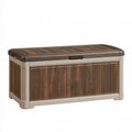Coffre de rangement extérieur 120 x 55 x 60 cm en résine brun beige à couvercle