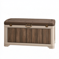 Coffre de rangement jardin 120 x 55 x 60 cm en plastique taupe et brun avec couvercle verrouillable