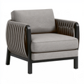 Fauteuil 82 x 78 x 82 cm en tissu gris et métal noir style contemporain avec accoudoirs texturés