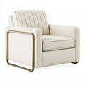 Fauteuil 90 x 85 x 85 cm en tissu beige avec structure métallique dorée style contemporain