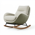 Fauteuil à bascule 80 x 95 x 100 cm en tissu bouclette beige et vert kaki style contemporain