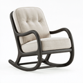 Fauteuil à bascule 70 x 95 x 100 cm en bois noir et tissu beige style contemporain