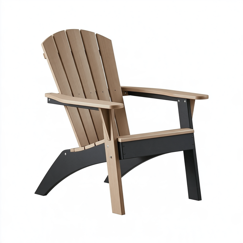 Fauteuil de jardin Adirondack 83 x 79 x 98 cm en plastique et acier marron/noir avec accoudoirs