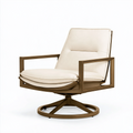 Fauteuil pivotant 82 x 80 x 92 cm en métal marron et tissu beige style contemporain
