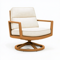 Fauteuil pivotant 82 x 82 x 88 cm en tissu écru et métal brun style contemporain