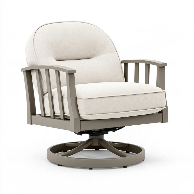 Fauteuil pivotant 80 x 78 x 90 cm en tissu beige style contemporain