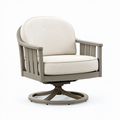 Fauteuil de jardin pivotant 82 x 84 x 92 cm en métal gris avec assise beige