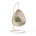 Fauteuil suspendu 105 x 105 x 195 cm en rotin beige avec assise verte style bohème