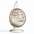 Fauteuil suspendu Ø105 cm en rotin beige avec support métallique style bohème
