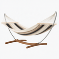 Hamac avec support 320 cm en coton beige et marron pour jardin