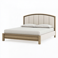 Lit 160 x 200 cm en bois et tissu beige style contemporain
